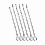 قاشق نی دار 6 عددی مارپیچ نقره ای