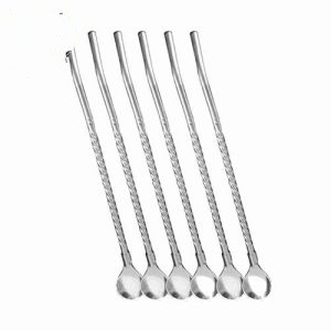 قاشق نی دار 6 عددی مارپیچ نقره ای