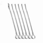 قاشق نی دار 6 عددی مارپیچ نقره ای