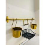 استند دو گلدان سبد هالترپ طلایی سالوت - Image 3