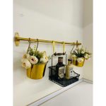 استند دو گلدان سبد هالترپ طلایی سالوت - Image 2