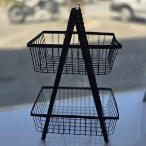 جای سیب زمینی و پیاز 2 طبقه دسته چوبی مربع 6150