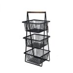 جای سیب زمینی و پیاز 3 طبقه دسته چوبی مربع 6140 - Image 3